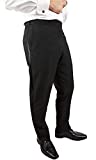 Sir Gregory Men's Fitted Flat Front Tuxedo Pants Formal Satin Stripe Trousers with Expandable Waistband (34" Waist) Black