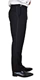 Sir Gregory Men's Fitted Flat Front Tuxedo Pants Formal Satin Stripe Trousers with Adjustable Waistband Size 36-38 Waist x 30 Length Black