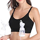 Lupantte Hands Free Pumping Bra, Comfortable Breast Pump Bra with Pads, Adjustable Nursing Bra for Pumping .Suitable for Breast Pumps Like Spectra, Lansinoh, Philips Avent,Medela etc. (X-Large) Black