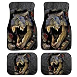 AFPANQZ 3D Dinosaur Animal Car Floor Mat Full Set, Auto Front Rear Carpets 4 Pieces Car Truck SUV Heavy Duty All Weather Protection Carpet Floor Mats Universal Fit T-rex Design Brown