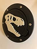 Stickysight.com T-REX in 3D - Black with White for JK/JKU Flag Gas Cap Cover - Tyrannosaurus