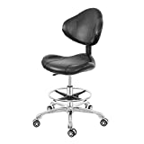 Rolling Swivel Drafting Chair Adjustable Heavy Duty (400lbs) Lumbar Support Task Chair for Home Desk Studio Design Lab (Black) (Concave Cushion)