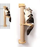 FUKUMARU Cat Activity Tree with Scratching Posts, Wall Mounted Jute Scratcher Pine Hammock