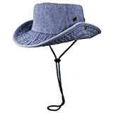 Gelante 100% Cotton Stone-Washed Safari Booney Sun Hats (Small/Medium, Denim Blue)