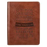 Christian Art Gifts Classic Handy-sized Journal Be Strong and Courageous Joshua 1:9 Bible Verse Inspirational Scripture Notebook w/Ribbon, Faux Leather Flexcover 240 Ruled Pages, 5.7" x 7", Brown