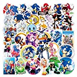 SHOWSUP Water Bottle Sonic The Hedgehog Stickers 50pcs Lovely Boy and Girl Stickers Laptop Water Bottle Luggage Snowboard Bicycle Skateboard Decal for Kids Teens Waterproof Stickers