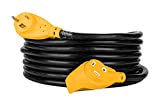 Camco PowerGrip 30-Amp Camper/RV Extension Cord | Features a Durable Heat-Resistant PVC Construction with 10-Gauge Wires and a Flexible Design | Rated for 125 Volts/3750 Watts | 25-Feet (55191)