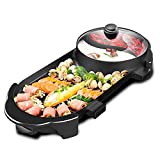 SEAAN Electric Grill Indoor Hot Pot Multifunctional, Indoor Teppanyaki Grill/ Shabu Shabu Pot with Divider - Separate Dual Temperature Contral, Capacity for 2 - 12 People, 110V