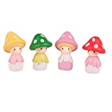 4 Pcs Mushroom Doll Fairy Garden Kits Figurines for Miniatures Ornaments Fairies Gardens House Terrarium Kit Dollhouse Supplies DIY Outdoor Decorations Moss Micro Landscaping Decor