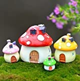 SUN-E 4 Color&Size in Set Miniature Fairy Garden Mushroom House Ornament Outdoor Decor Home Decoration