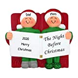 Personalized The Night Before Christmas Family of 2 Ornament Tree 2021 - Sibling Friend Read Year Holiday St Nicholas Visit TWAS Story Book Tradition Single Parent Mother Gift - Free Customization