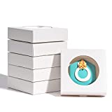 RomanticBaking 100 Pack individul Pyo Cookies Boxes With Window 4 3/8" x 4 3/8" x 1 1/5" Small Gift Boxes Mini Dount Boxes Pie Boxes