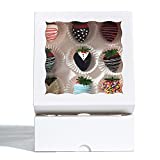 RomanticBaking 24 Pack Bakery Boxes (not include food)7" x 7" x 2 1/2"White Chocolate Covered Strawberries Boxes Cookies Boxes