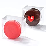 RomanticBaking 100pcs Chocolate Covered Ore o Strawberry Cookies Macaron Boxes 2.17" × 2.17" × 1.38" Inch Clear Bakery Boxes for Gumballs, Pretzel,Browine,Malt Balls,Wedding Favors Baby Shower Boxes