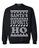 Shop4Ever Santa's Favorite Ho Crewnecks Ugly Christmas Sweatshirts Medium Black 13771