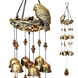 Bird Nest Wind Chimes ,Wind Chimes for Outside with 12 Wind Bells for Glory Mothers Love Gift,Bird Bells Chimes Hanging Decoration for Outside Garden Yard Church, Bronze Wind Chimes