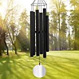 ASTARIN Large Wind Chimes Outdoor Deep Tone,45Inch Sympathy Wind Chimes for Outside with 6 Tubes Tuned Relaxing Melody,Memorial Wind Chimes Large for Mom,Garden Decor,Black