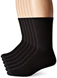 Hanes Men's FreshIQ X-Temp Comfort Cool Crew Socks, 6-Pack, Black, Shoe Size: 6-12