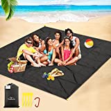 Likorlove Beach Blanket, 79"×94" Picnic Blankets Waterproof Sandproof 5-7 Adults Oversized Lightweight Portable Sand Free Quick Dry Mat for Travel Camping Hiking Compact Bag 4 Stakes+ 4 Corner Pockets