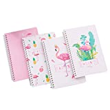 STOBOK 4 Pcs A5 Spiral Notebook Flamingo Pocket Notepad for Girls, Lined Paper, Random Pattern
