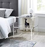 Acrylic Bedside nightstand with Additional Shelf,Lucite Occasional Sofa Tables - 40W 33D 42H cm (Clear)