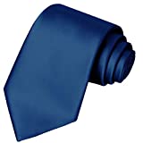 Navy Satin Tie KissTies Blue Ties Mens Necktie + Gift Box