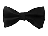 The Tie Bar 100% Woven Silk Black Solid Satin Boys Clip-on Bow Tie
