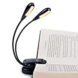 Vekkia 12 LED Rechargeable Warm Book Light/Music Stand Light, Clip On Reading Light in Bed, Eye Protection Dual Heads Light up 2 Full Pages. Perfect for Bookworms & Kids