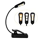 Book Light - Rechargeable Reading Lights for Books in Bed with 3 Colors and 9 Brightness, LED Book Reading Light with Clip for Kids, USB Reading Light for Bed, Sofa, Music Stand, Office, Travel
