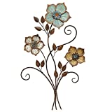 Stratton Home Decor S02369 Tricolor Flower Wall Decor, 19.25 W x 1.50 D x 30.00 H, Multi