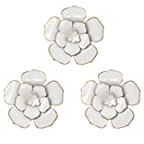 6 Inch Multiple Layer Flowers Metal Wall Art Decor for Home Garden,Bedroom,Living Room,3 Packs(White)