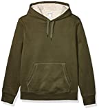 Amazon Essentials Men's Sherpa Lined Pullover Hoodie Sweatshirt, Olive, Medium