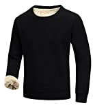Gihuo Men's Warm Crewneck Sherpa Lined Fleece Sweatshirt Pullover Tops (Black, M)