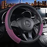 Microfiber Leather Steering Wheel Cover, Universal 15 inch, Breathable, Anti-Slip,Warm in Winter and Cool in Summer