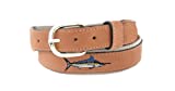 Zep-Pro Men's Tan Leather Embroidered Marlin Belt, 38-Inch, Tan/Buff