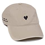 Atticus Poetry, Heart – Love Her But Leave Her Wild - Dad Hat, Embroidered Beige Distressed Brushed Cotton Women’s Baseball Hat, Adjustable One Size (Heart)