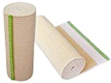 GT USA Organic Cotton Elastic Bandage Wrap (6" Wide, 2 Pack) | Hook & Loop Fasteners at Both Ends | Latex Free | Hypoallergenic Compression Roll for Sprains & Injuries