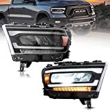 VLAND LED Headlights Assembly Compatible for 2019-2021 Dodge RAM 1500 with Reflectors (Tradesman, Bighorn, Laramie, Rebel), Not Fit for Classic/TRX, Amber