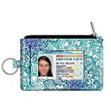 Zip ID Case, Fintie Slim Coin Purse Wallet RFID Blocking Card Holder Change Pouch with Key Ring (Emerald Illusions)