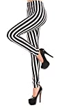 Verabella Striped Leggings Women's Black & White Striped Ankle Length Stretchy Legging Pants Leggings for Women