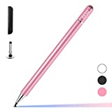 Pen for Samsung Tablet, Capacitive Disc Tip Stylus Pencil & Magnetic Cap Compatible with Apple iPad pro/iPad 6/7/8th/iPhone, Samsung Galaxy Tab A7/S7, Chromebook/Nintendo Switch (Pink)