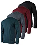 Mens Long Sleeve T-Shirt Workout Clothes Dri Quick Dry Fit Gym Crew Shirt Casual Athletic Active Wear Essentials Clothing Undershirt Top UPF - 4 Pack -Set 2,L
