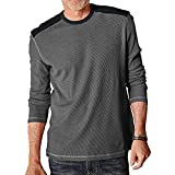 Aoysky Men's Long Sleeve Waffle Shirts Crew Neck Casual Lightweight Pullover Top Color Block Tee Grey