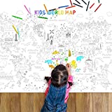 Giant Coloring Poster Jumbo Coloring World Map for Kids Large Coloring Book Kids World Map Coloring Poster Wall Doodle Art Coloring Education Poster for Classroom Home Birthday Party, 45.3 x 31.5 Inch