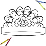 Tiny Expressions Color Your Own Turkey Crowns | Thanksgiving Coloring Headbands | 12 Count | Kids Thankful School and Holiday Craft Activity