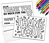 Tiny Expressions - Kid's Coloring Thank You Cards with Envelopes Set (Pack of 10) | Premium Fill in the Blank Double Sided Cardstock Notes | Fun Birthday and Holiday Thank Yous for School and Family