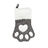 SherryDC Dog Cat Paw Christmas Stockings, Plush Hanging Socks for Holiday and Christmas Decorations (Large/18in, White-Grey)