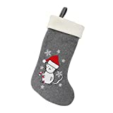 BambooMN 1 Pc Set 18" Classic Hand Embroidered Sequined Cute Animal Christmas Stocking, 13 Cat