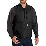 Carhartt Men's Loose Fit Washed Duck Insulated Rib Collar Vest, Black, Large