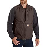 Carhartt Men's Big & Tall Loose Fit Washed Duck Insulated Rib Collar Vest, Dark Brown, 3X-Large